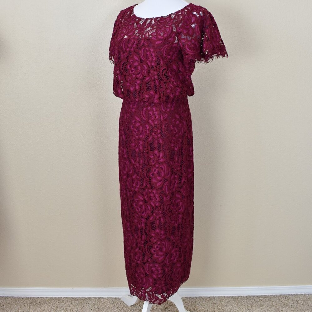 JS Collections Lace Flutter Sleeve Midi Formal Dress 6 - Picture 3 of 9